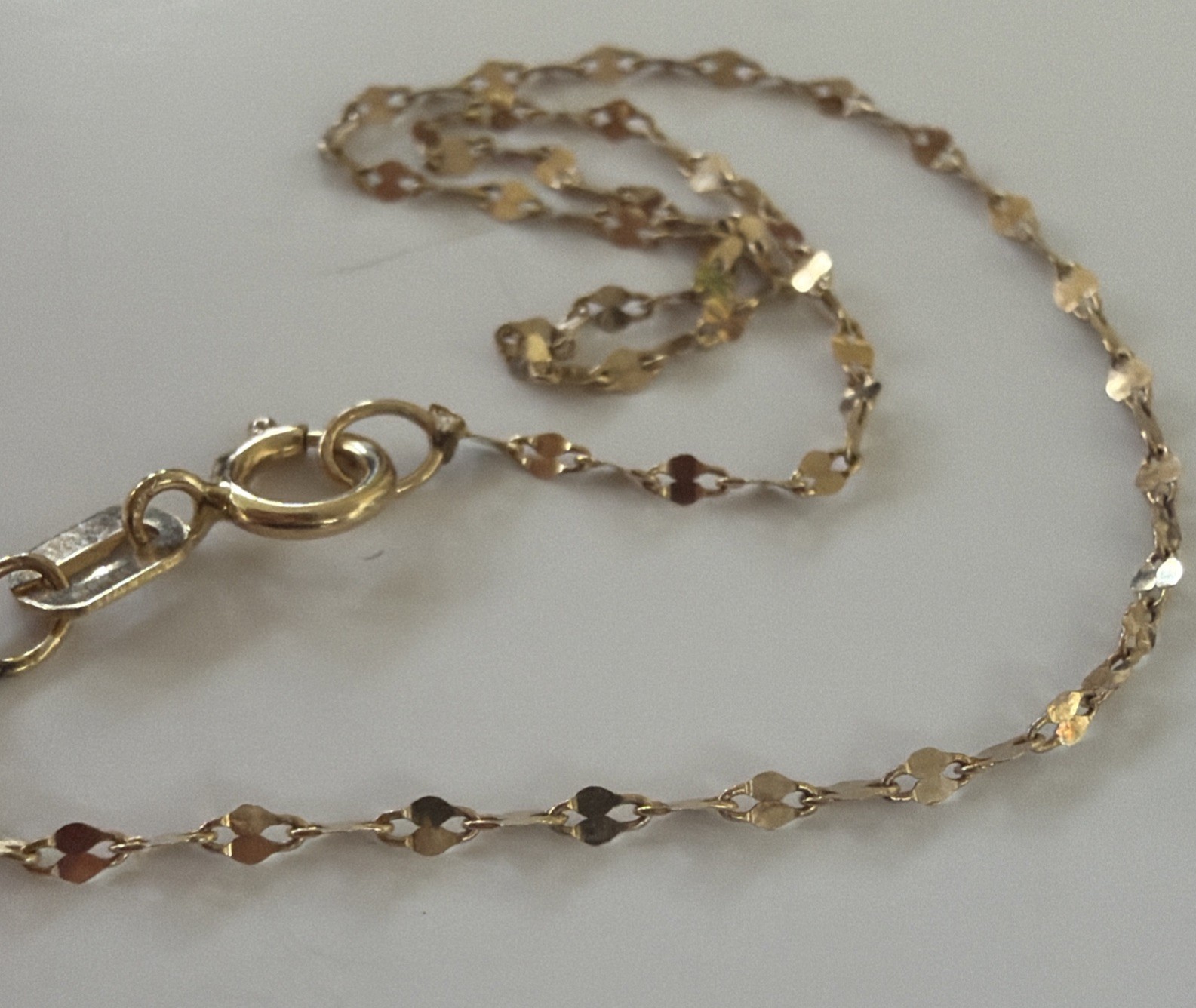 10k Mirror Link Dainty Chain Bracelet 6 7/8″