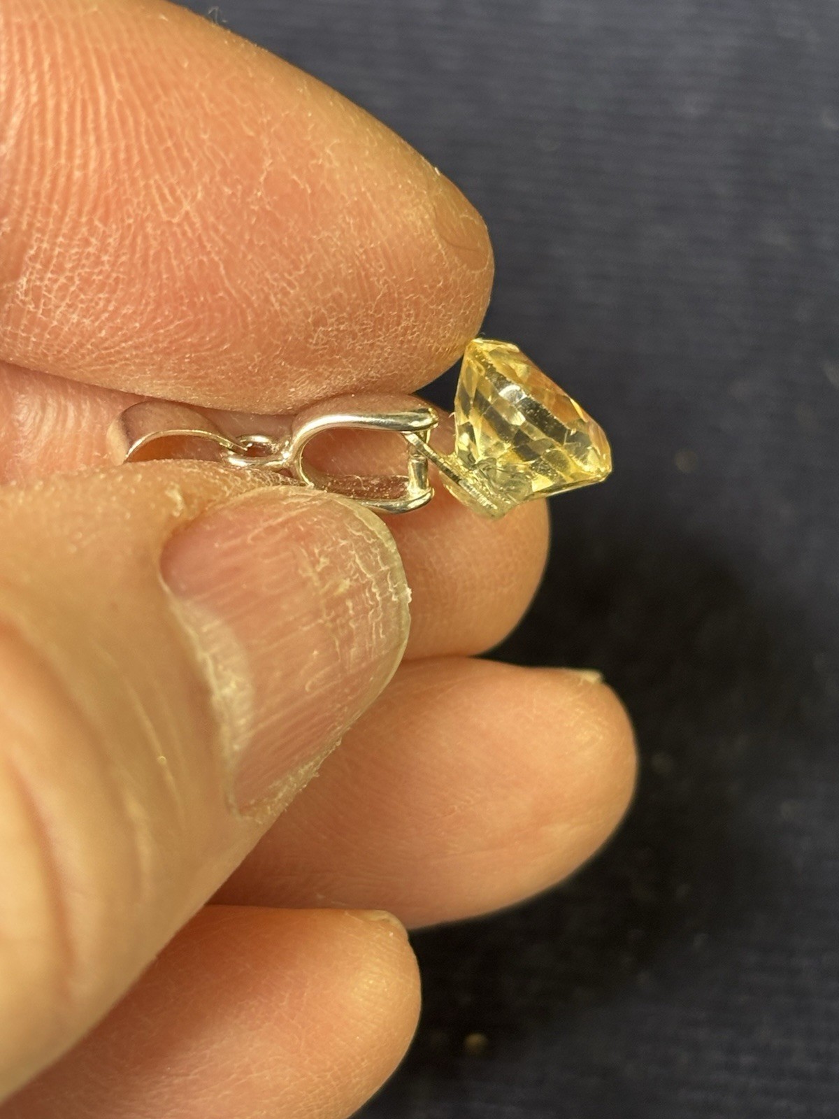 Artisan Sterling Silver Plated Bail And Approx 3 Carat Citrine Solitaire Pendant