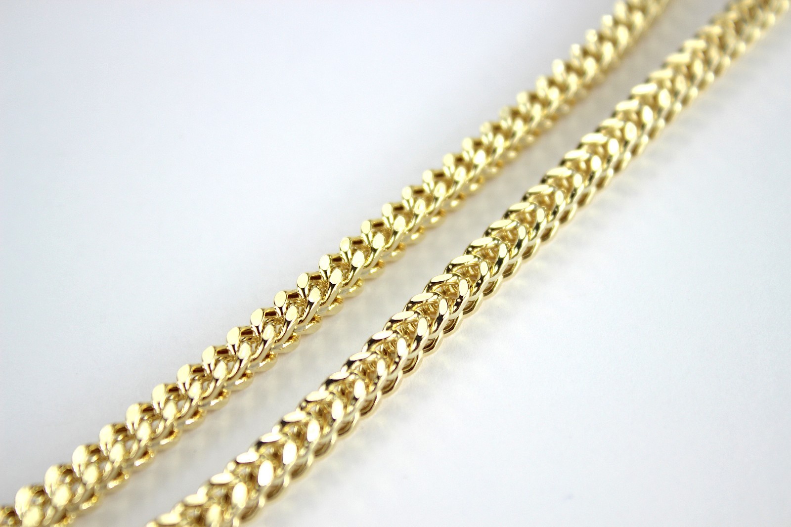 10K Hollow Yellow Gold Franco Box Link Chain Necklace Men Women 1.5mm~5mm 16-40″