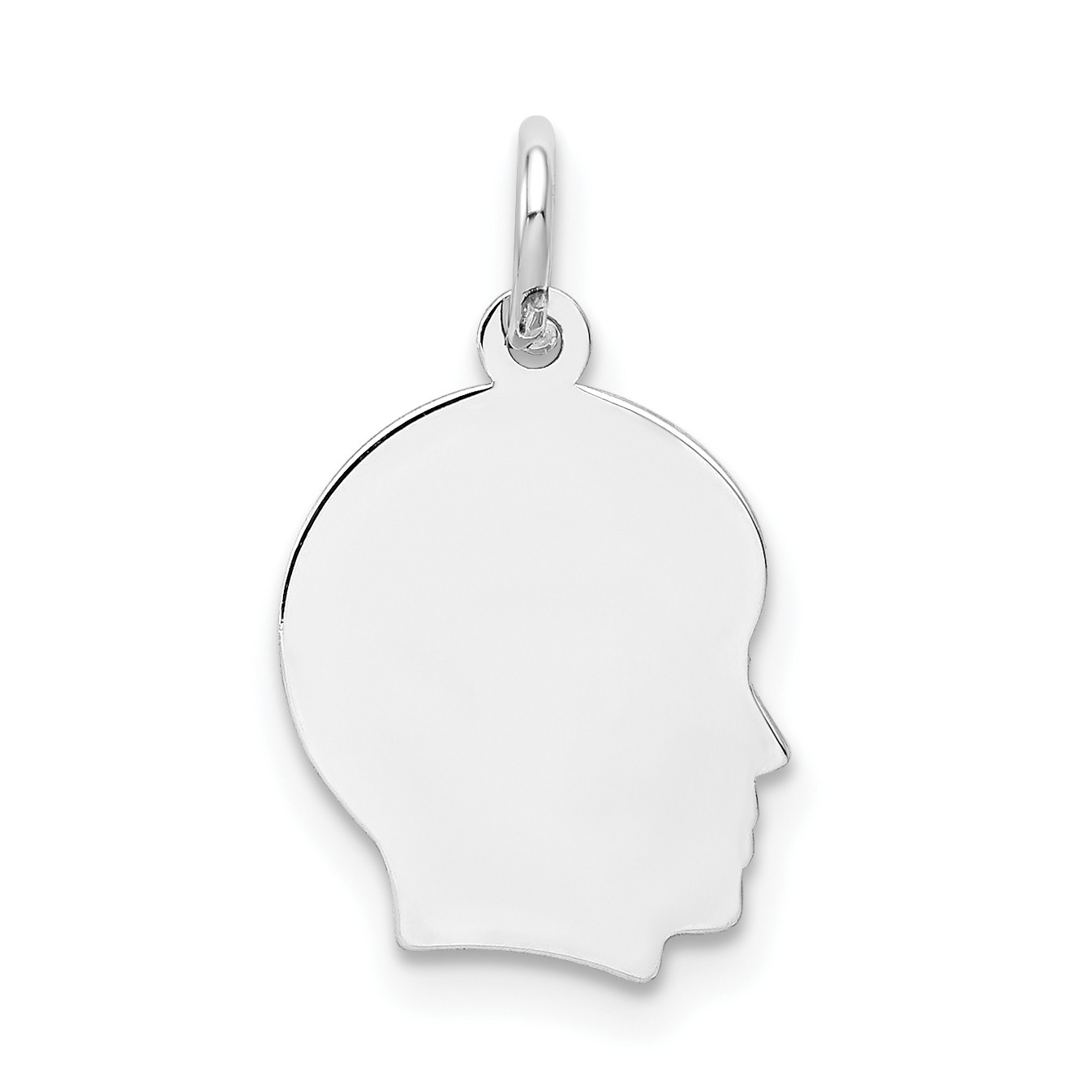 14k White Plain Small.011 Depth Facing Right Engravable Boy Charm XWM47/11