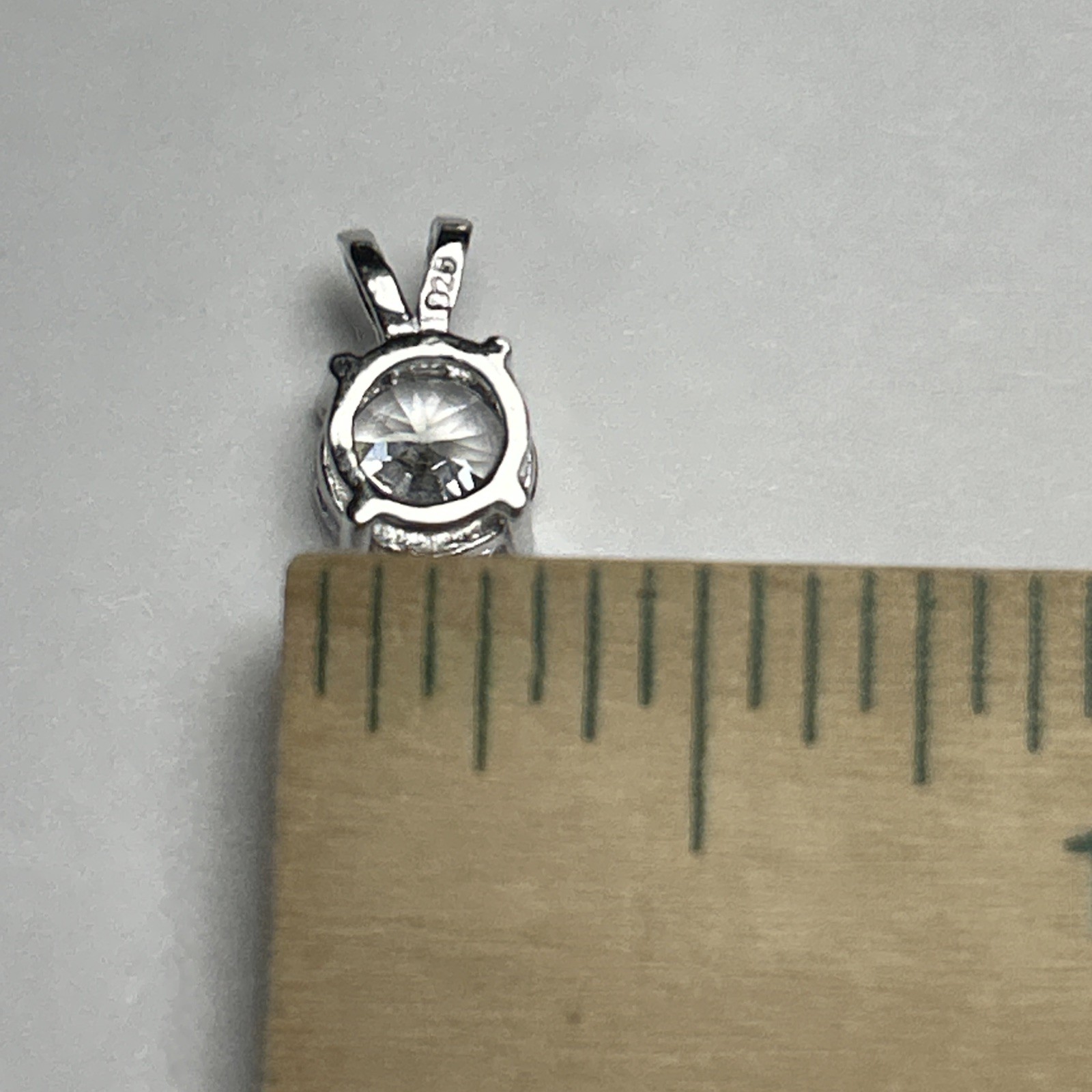925 Sterling Silver Cz Round White Clear Ice Solitaire Pendant 7mm Colorless NEW