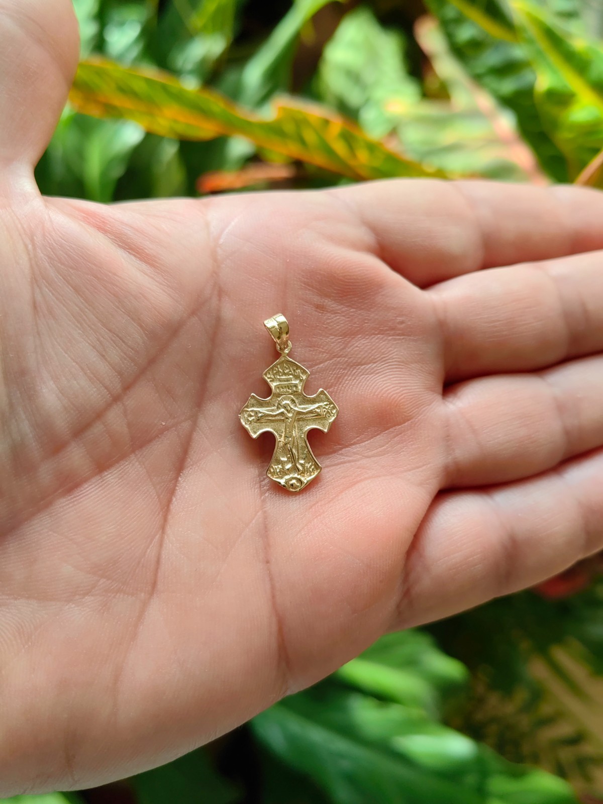 14k solid yellow gold cross pendant, female golden cross, male gold cross,