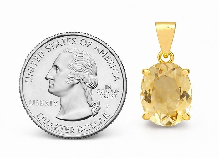 GENUINE 5.12 Cts YELLOW TOPAZ PENDANT NECKLACE 14K YELLOW GOLD PLATED (.925)-NWT