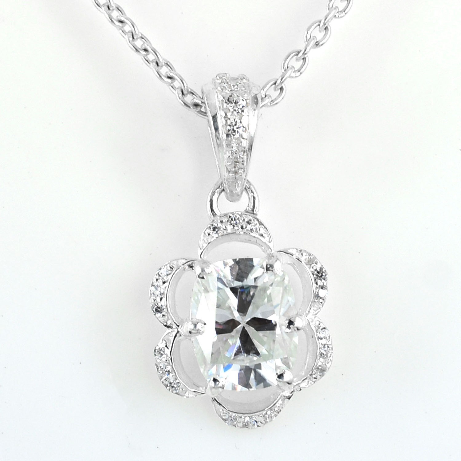 3.00 Ct VVS1 Cushion Cut Certified Diamond Solitaire Pendant, Free Studs