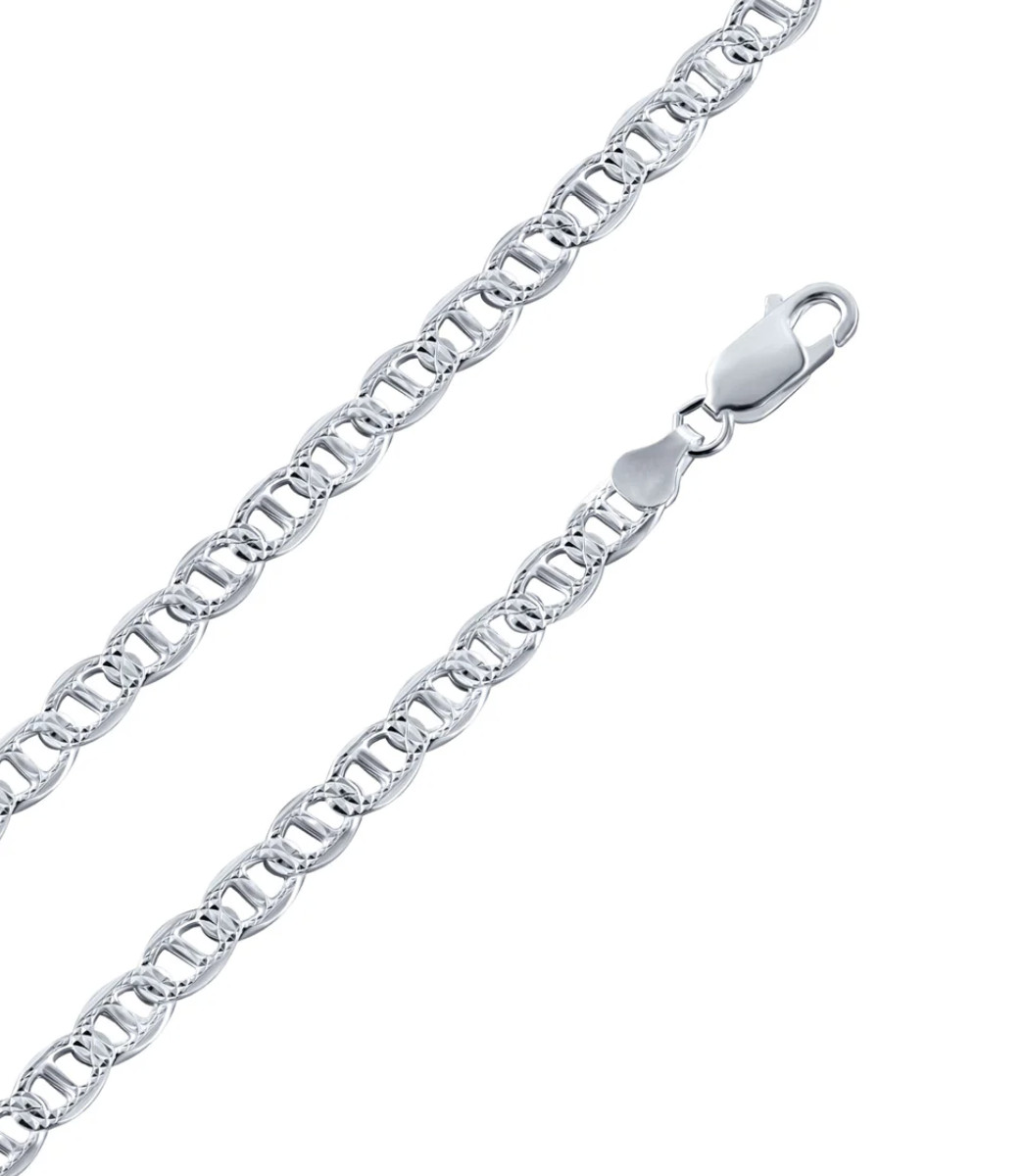 Real Sterling Silver Mens Diamond Cut Mariner Chain Necklace all sizes/Italy