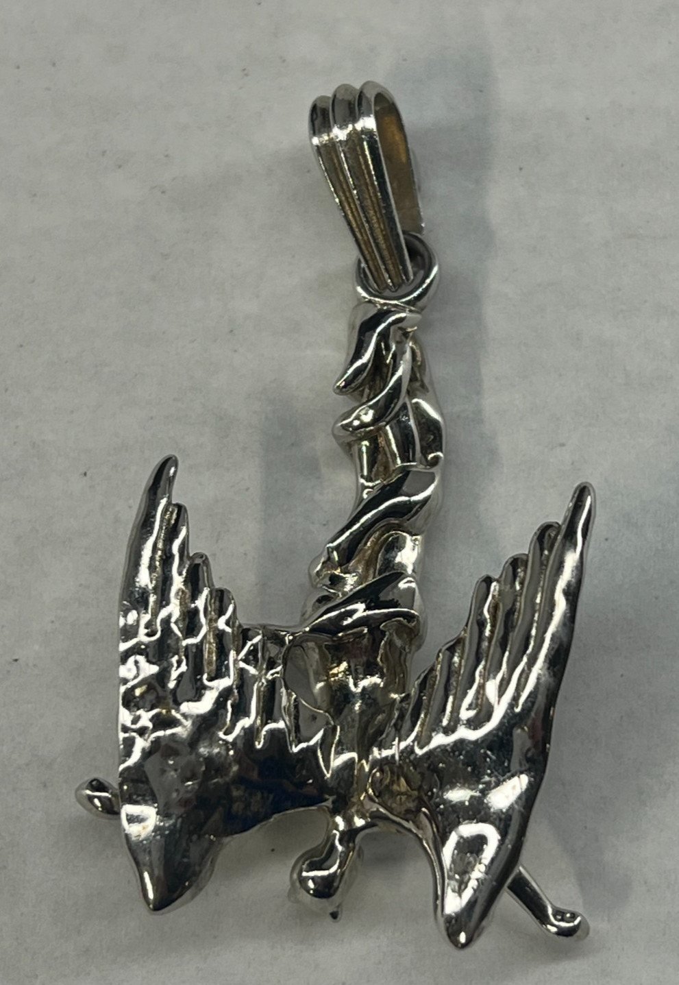 Hard Jewelry Sterling Silver Fallen Angel XL 2.25″ Pendant Lucifer Devil Biker