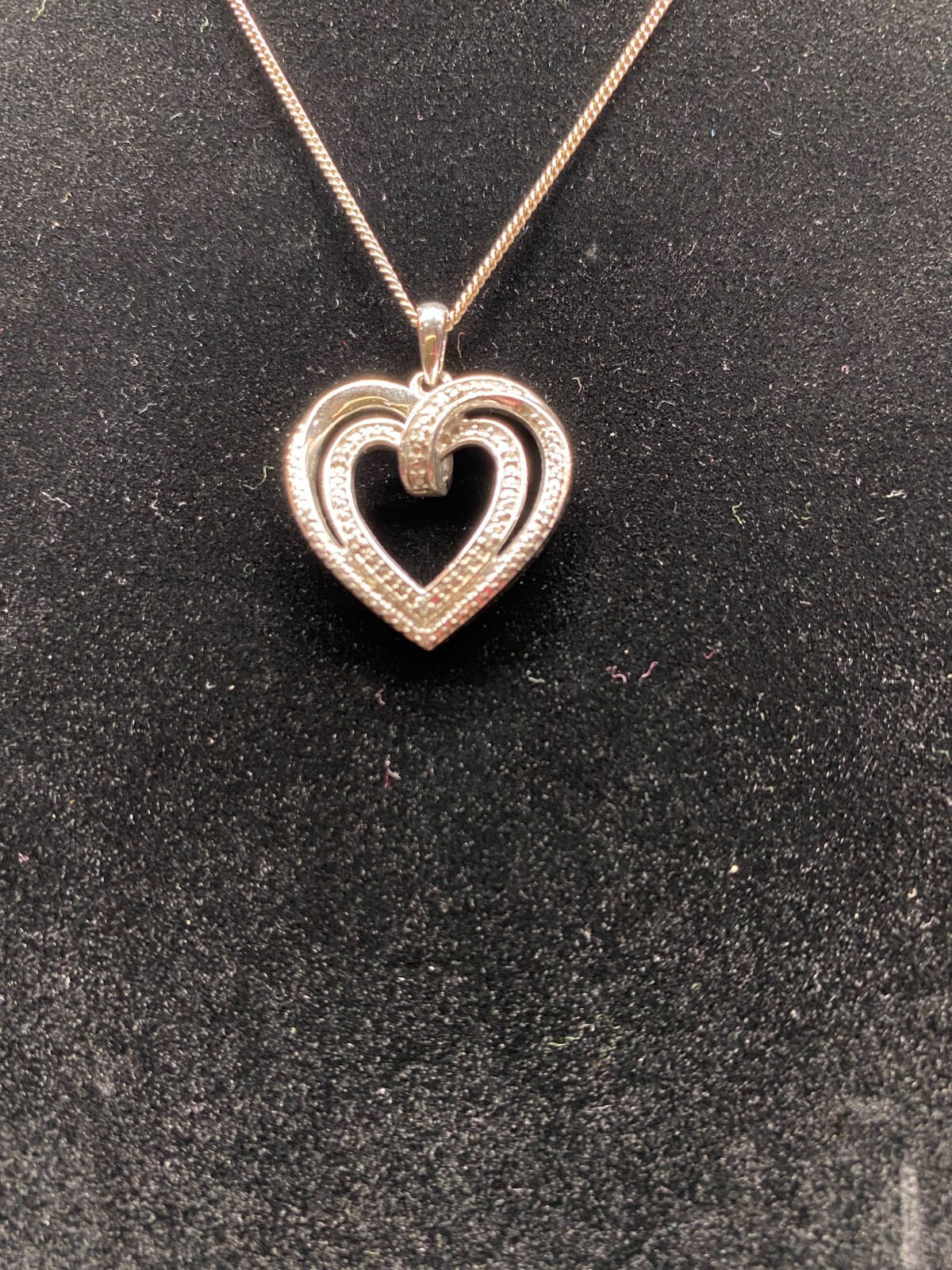 Sterling 925 CZ Heart within a Heart 1 X 0.75 in Pendant, Charm