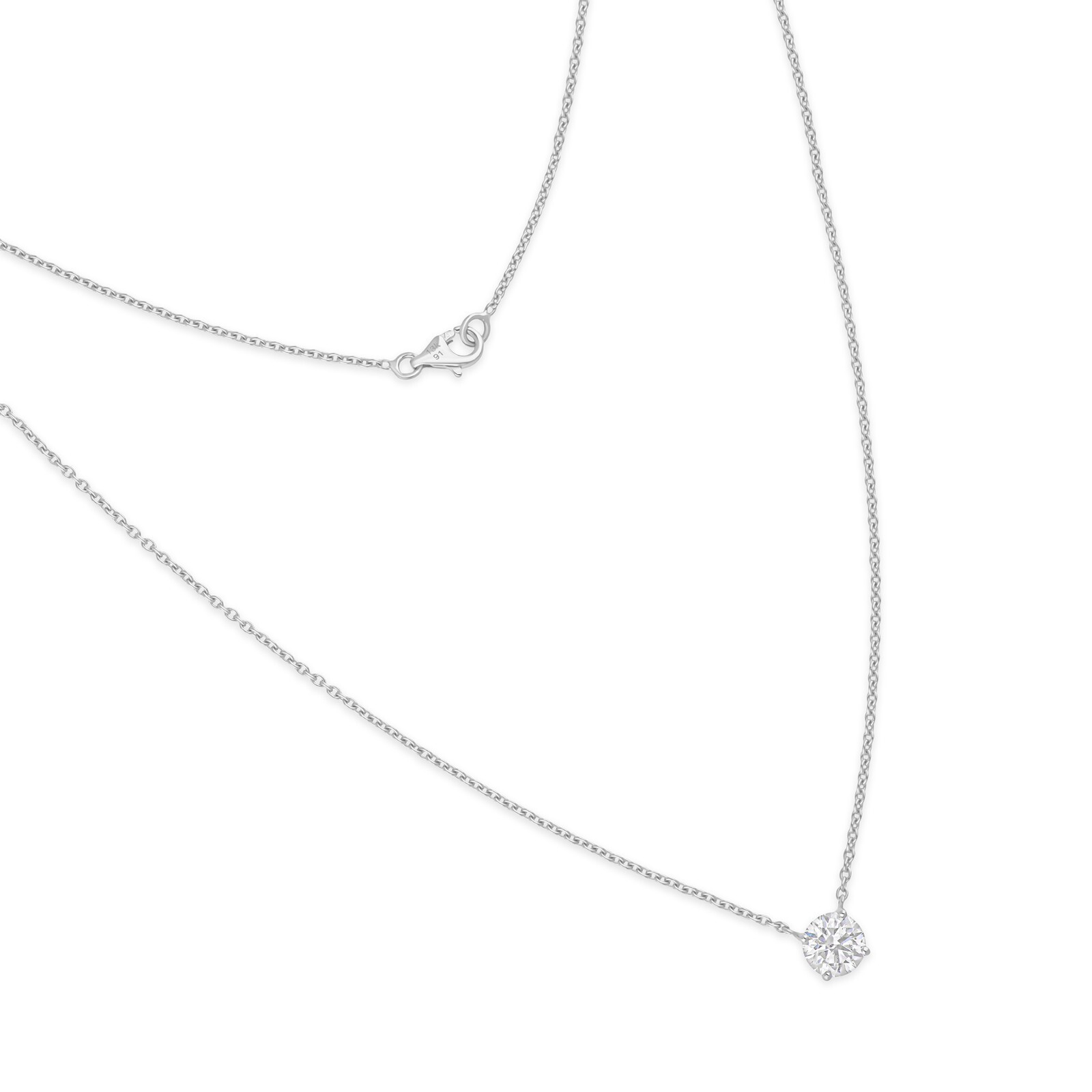 1.22Ct Round Cut Natural Diamond Solitaire Pendant Women Necklace 14k White Gold