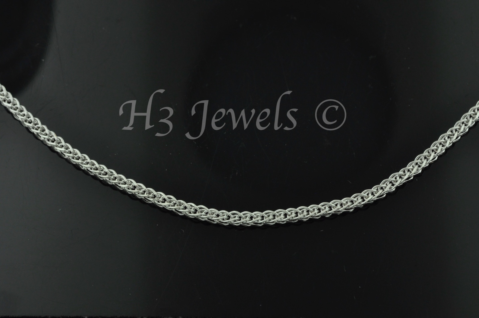 2.20 grams 14k solid white gold foxtail wheat chain necklace 16 inches #3525
