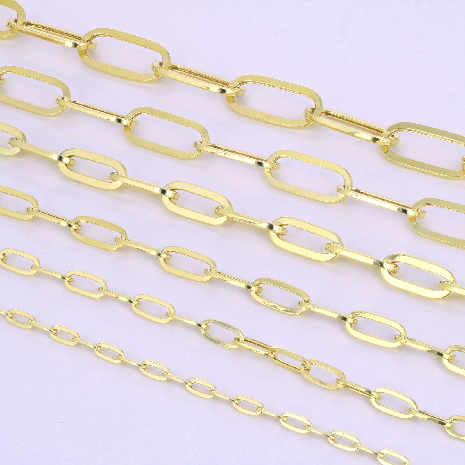 10k Yellow Gold Paperclip 2mm-6mm Chain Cable Elongated Bracelet Necklace 7″-24″