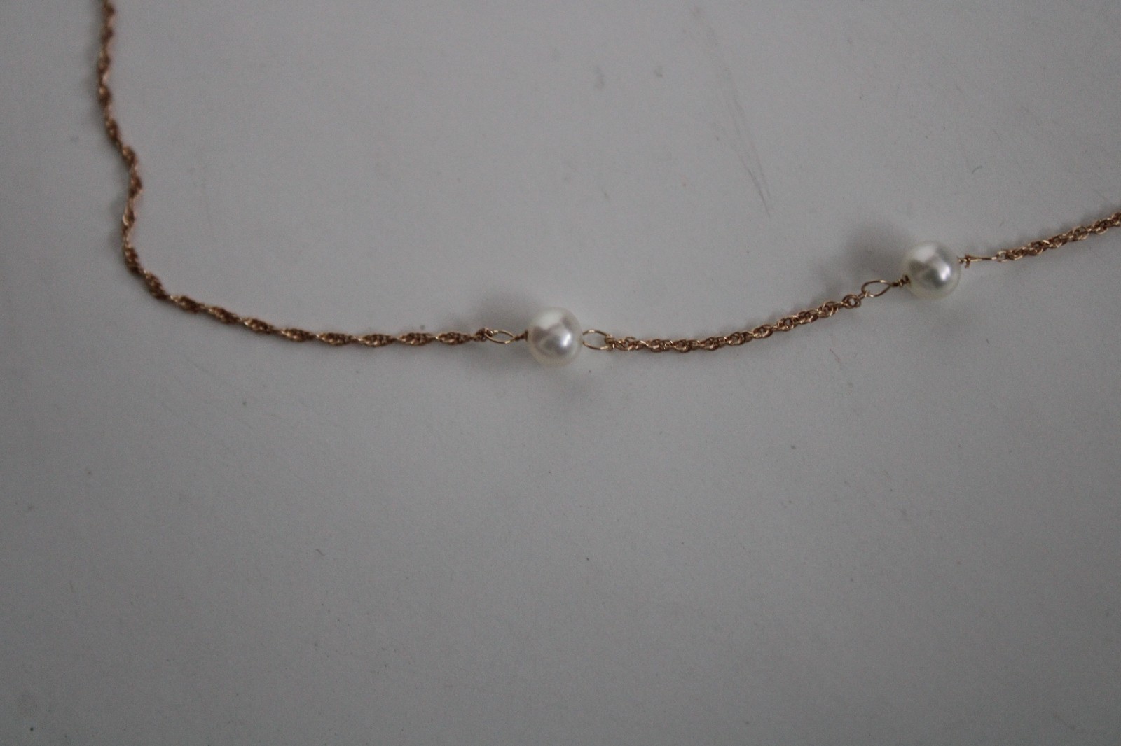 Vintage 14k Yellow Gold & Pearl Y Drop Dangle Necklace, HZ (16.25″)