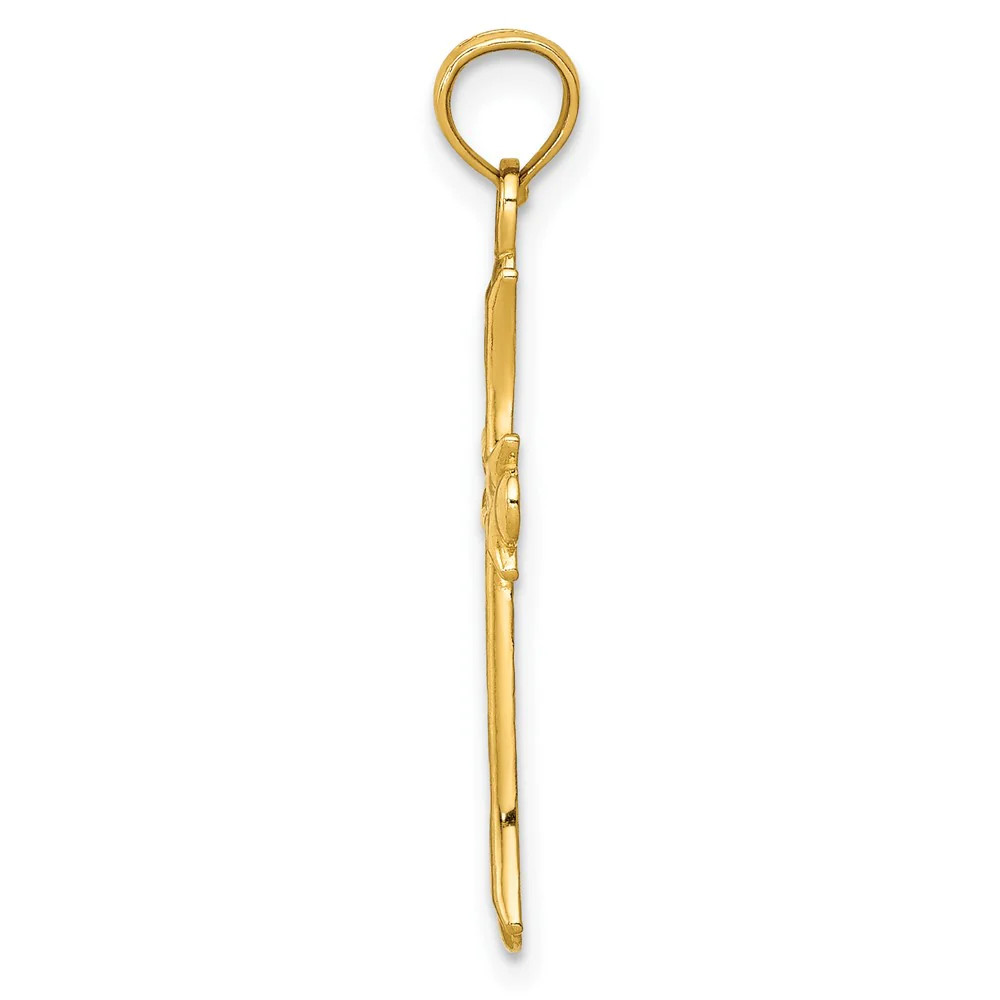 10K / 14K Yellow Gold Fleur De Lis Cross Pendant
