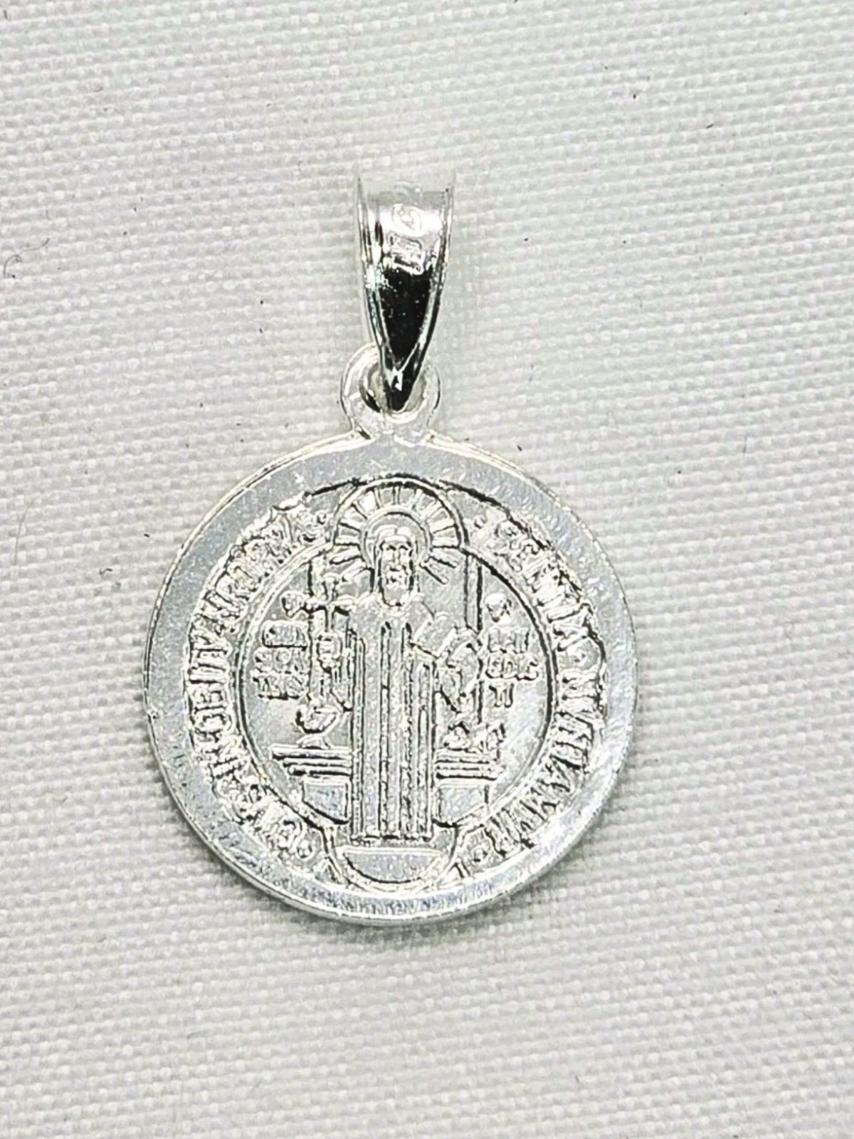 San Benito Medal Saint Benedict Pendant 925 Mex. Sterling Silver Religious Charm