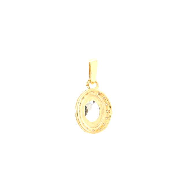 0.78 Ct Natural Blue Topaz & Diamonds Halo Pendant For Women In 14k Yellow Gold