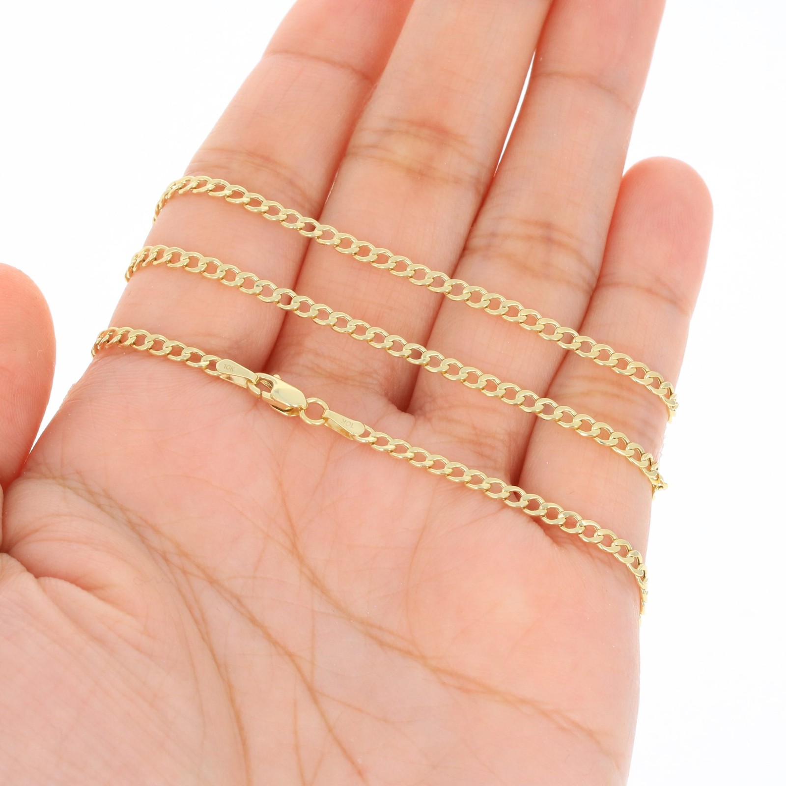 10K Yellow Gold 2.5mm Italian Cuban Curb Chain Link Necklace Mens Women 16″- 26″