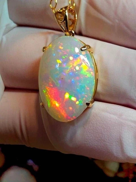 3.00Ctw Oval Cut Lab-Created Fire Opal Solitaire Pendant 14K Yellow Gold Plated