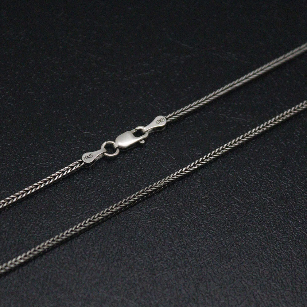 Real S925 Sterling Silver Chain Men Women 1.6mm Square Wheat Necklace 28inchL