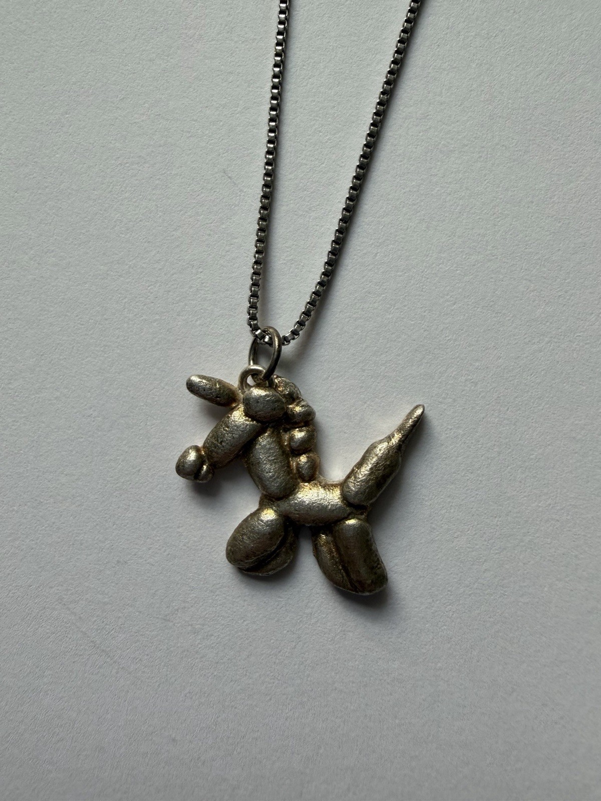 Handmade Sculpted Art Clay Silver Balloon Animal Unicorn Pendant Charm