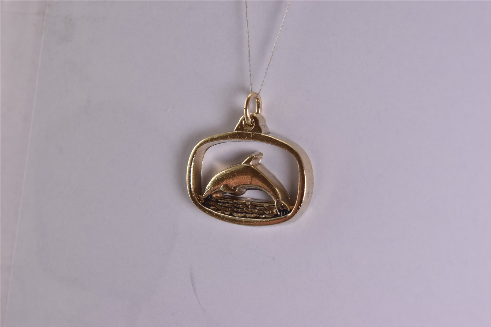 Vintage LGB Gold Sterling Silver 16mm x 22mm 1973 Dolphin ATA Miami 925 Pendant