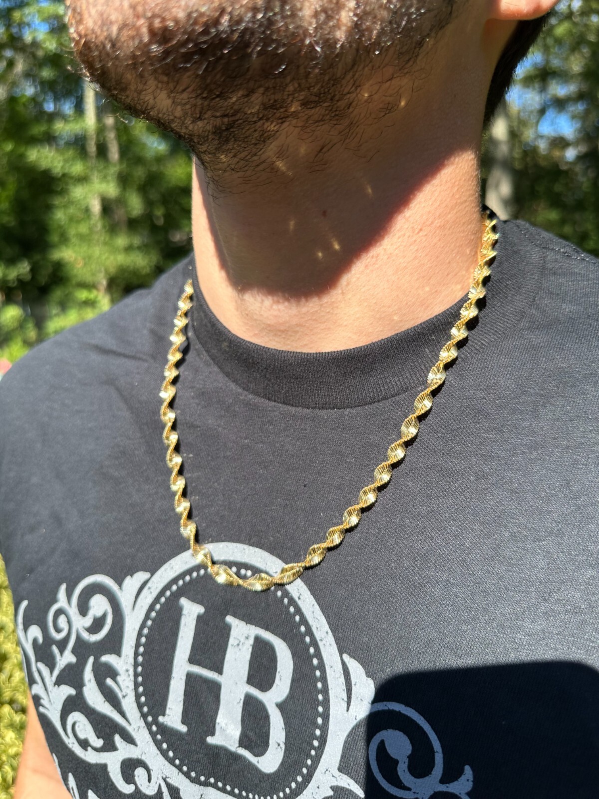 Real 14k Yellow Gold Vermeil 925 Silver 6mm Loose Singapore Rope Chain Necklace