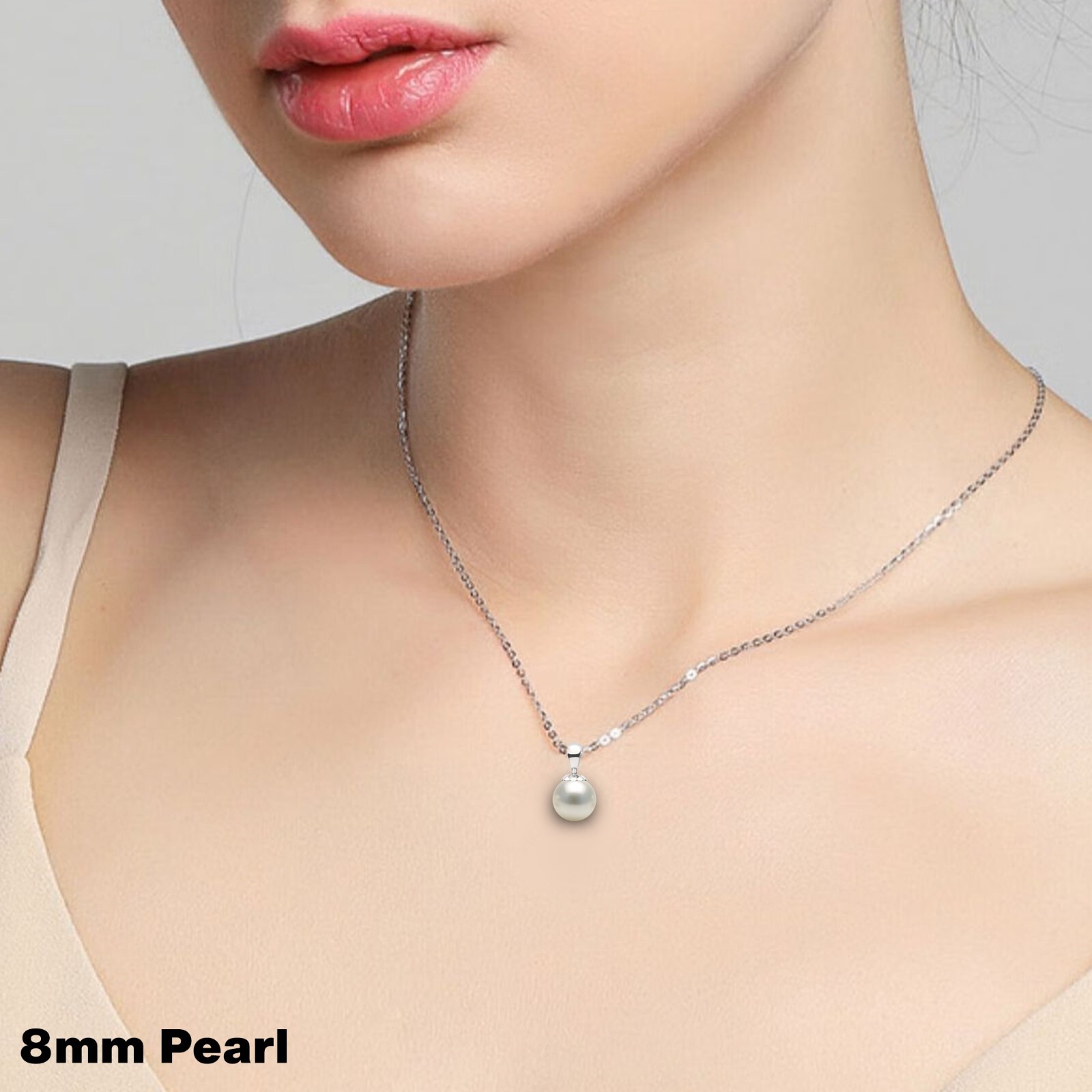 Japanese Akoya Pearl Pendant AAAA Graded White Pearl Necklace Silver Settings