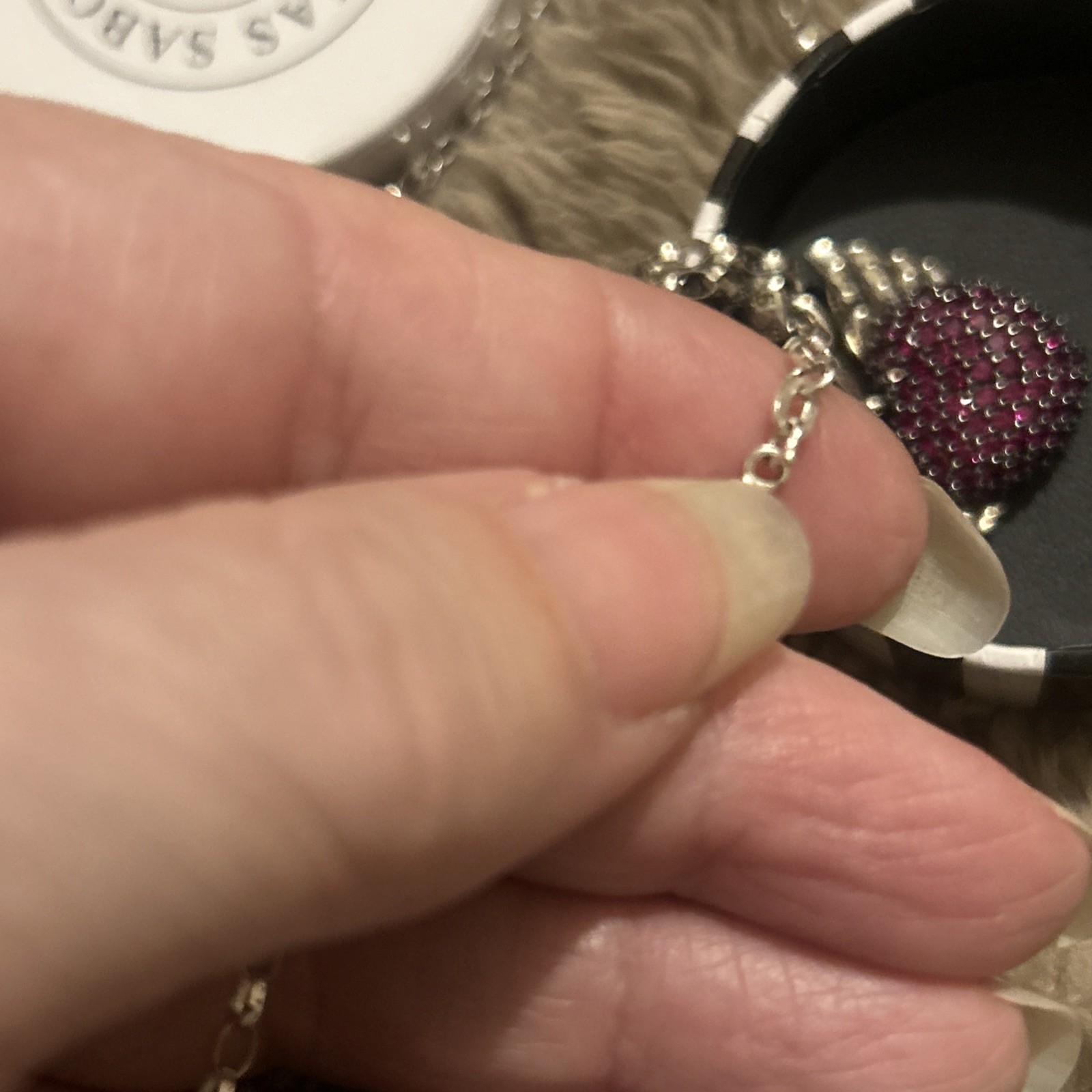 Rare Thomas Sabo 925 Silver 3D Red Stone Set Winged Heart Pendant 70cm TS Chain