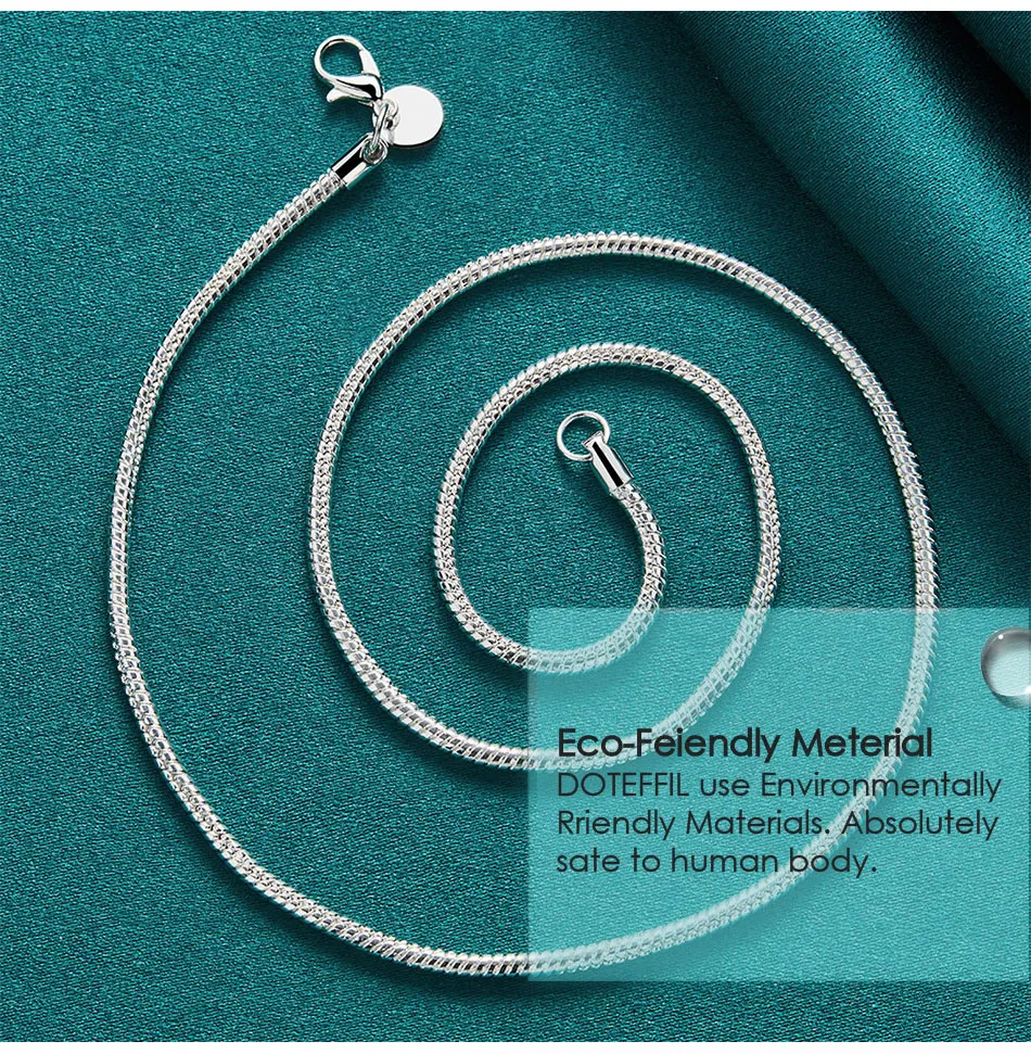 925 Sterling Silver 16/18/20/24/22/24/26/30 Inch 3mm Snake Chain