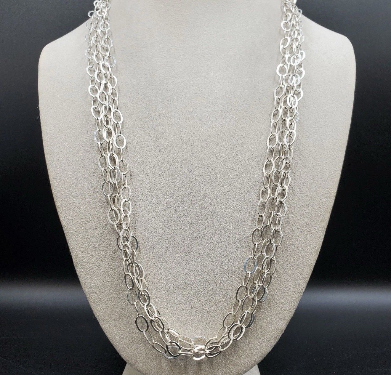 Sterling Silver 100″ LONG Artisan Cable Chain Necklace Belt Layer VERSATILE 925