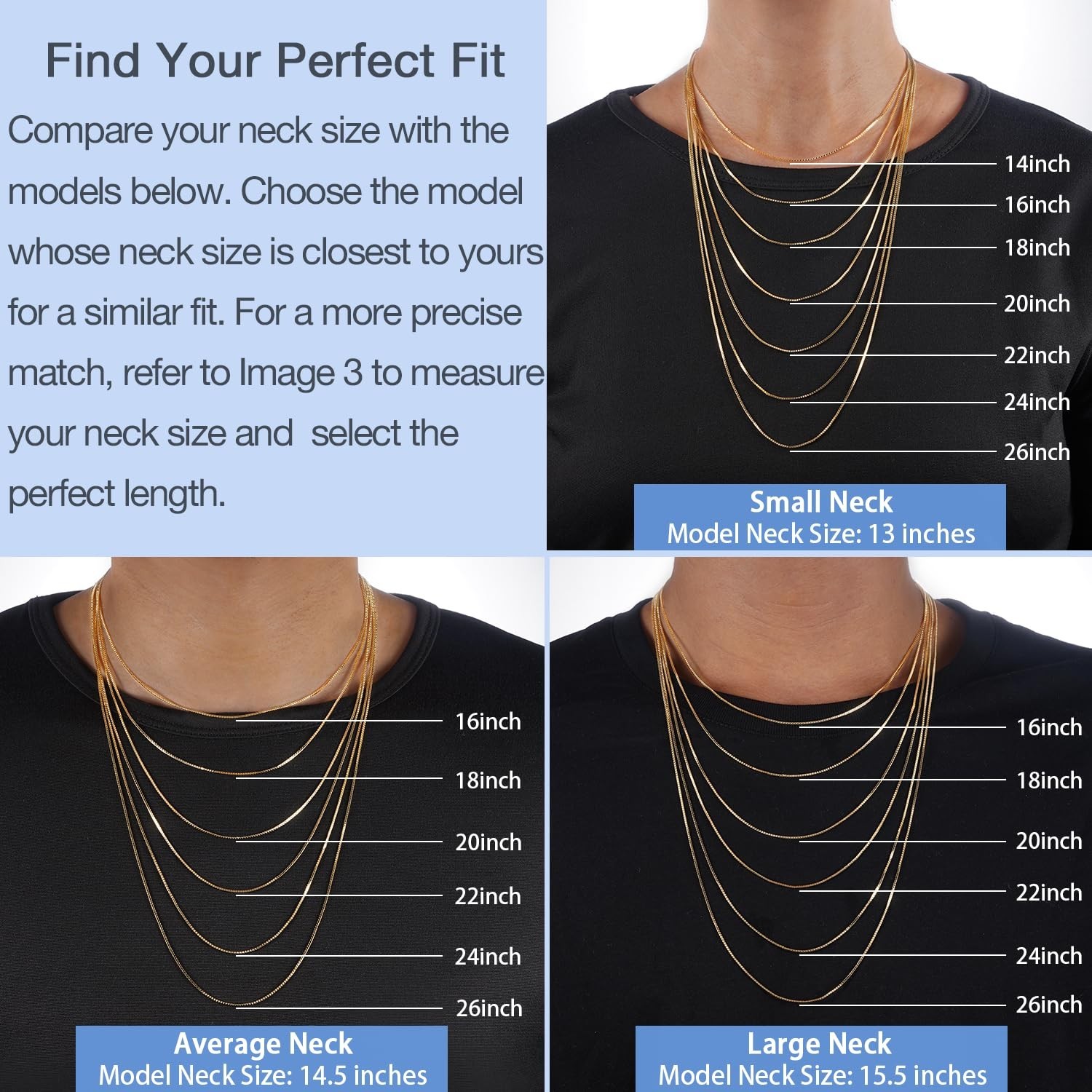 18K Gold Plated 925 Sterling Silver Box Chain Necklace for Women, Thin & Strong,