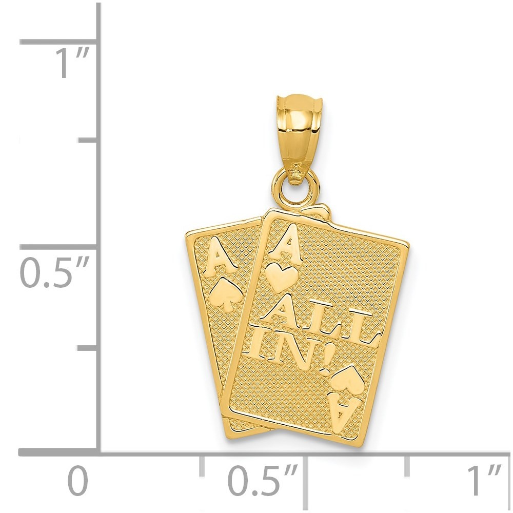 14k Yellow Gold All In! Ace Playing Cards Pendant