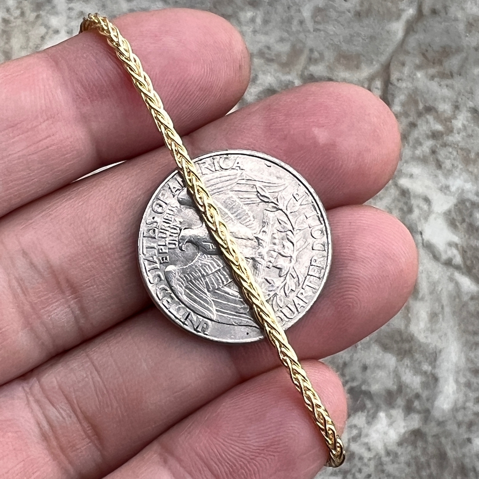 14k Gold Plated 925 Sterling Silver Spiga Rope Wheat Palm Franco Foxtail Chain