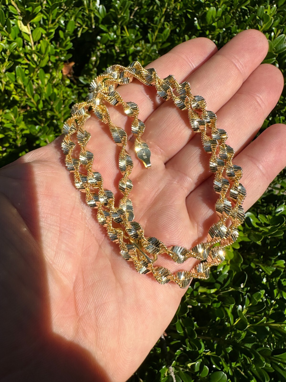 Real 14k Yellow Gold Vermeil 925 Silver 6mm Loose Singapore Rope Chain Necklace