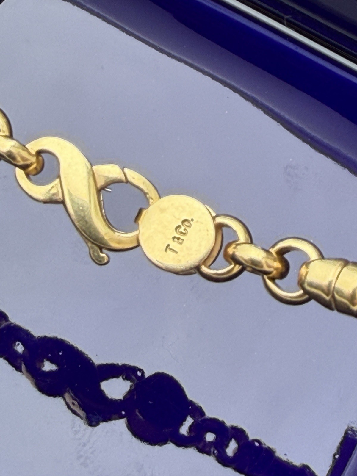 Tiffany & Co 18K Gold Barrel Bar Link 4mm Chain Necklace, 20 Inches, 45.2 Grams