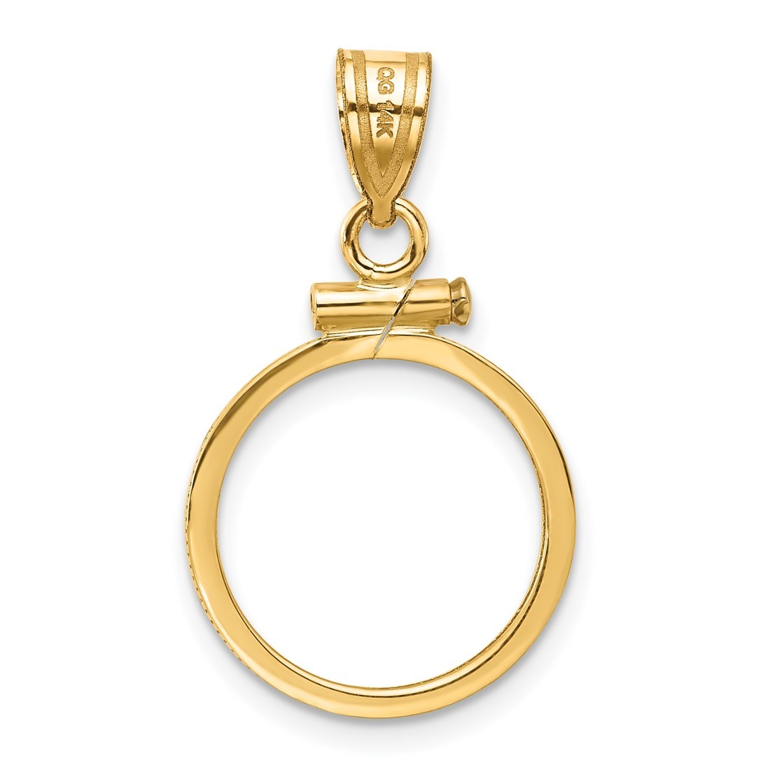 14k Yellow Gold 15mm Polished Screw Top Coin Bezel Pendant