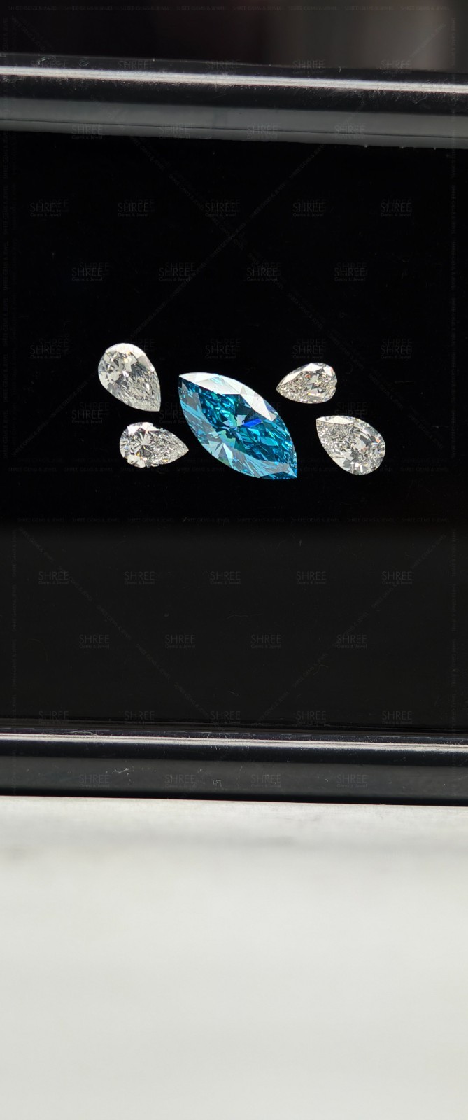 2.00 TCW Fancy Blue Marquise Diamond Cluster White Pear Cut Loose Stones Lot