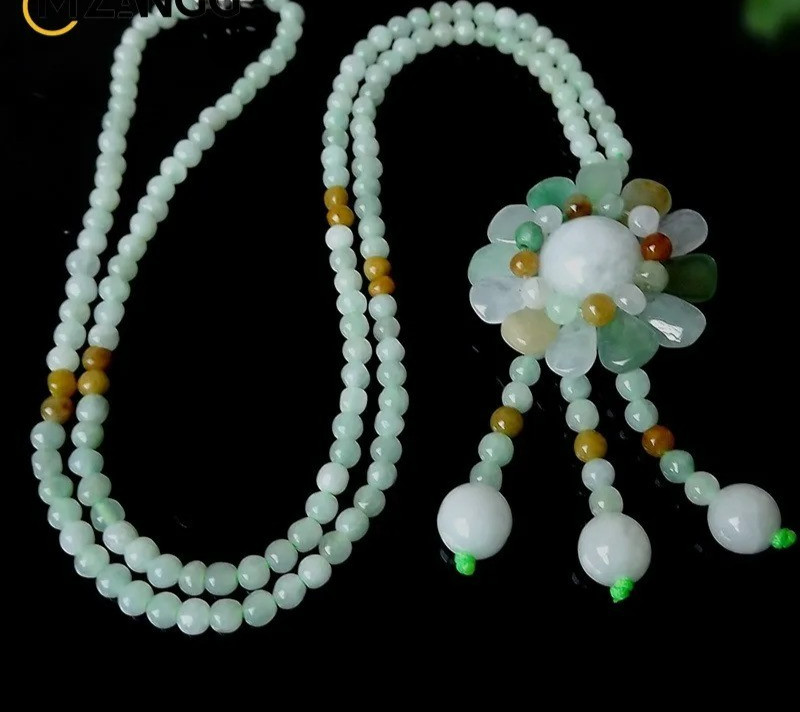 Multicolor Beaded Blossom Necklace • Hand-Carved Flower Pendant • Boho Chic Gift