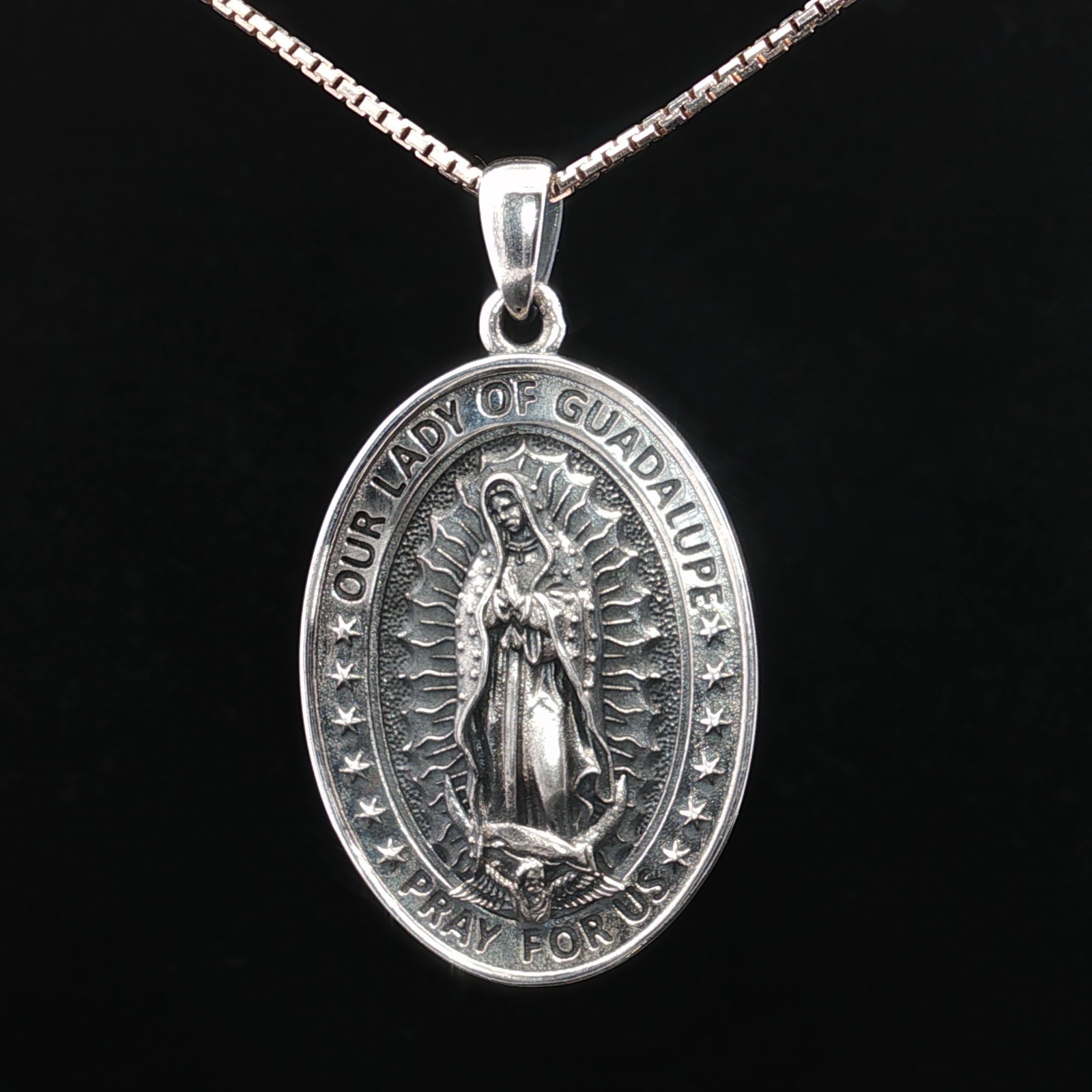 925 Sterling Silver Two-Sided Our Lady of Guadalupe Necklace