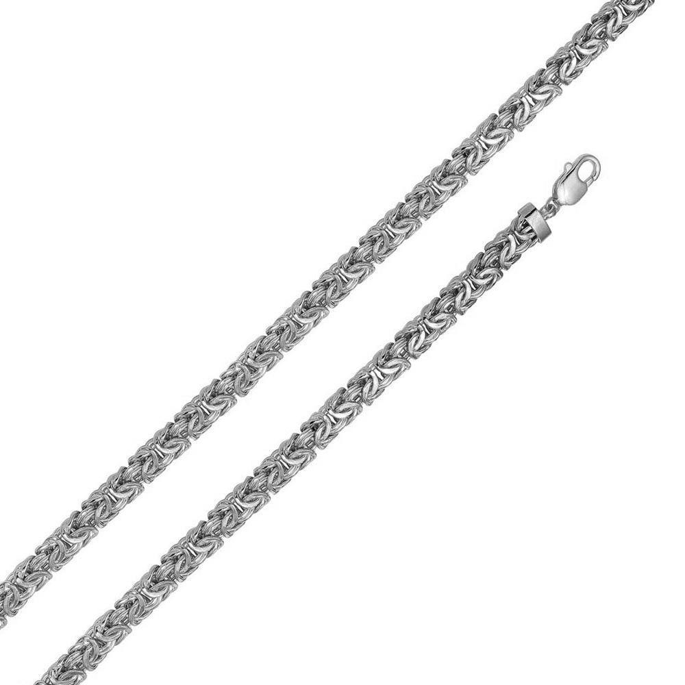 .925 Sterling Silver Anti Tarnish Flat Byzantine 4.2mm-11.1mm Chain Bracelet