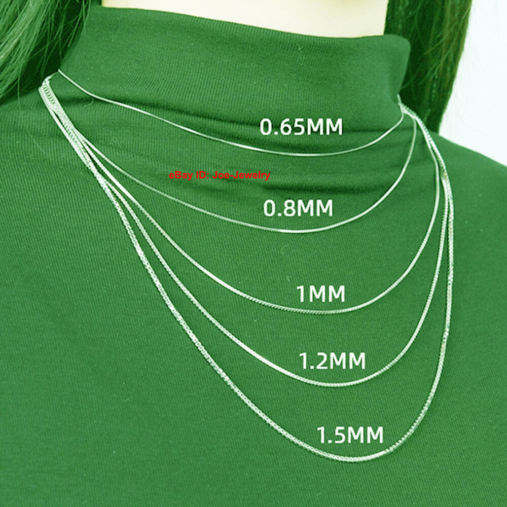 Gold Plated 925 Sterling Silver Necklace 0.7mm Box Link Women’s Chain 17.7inch