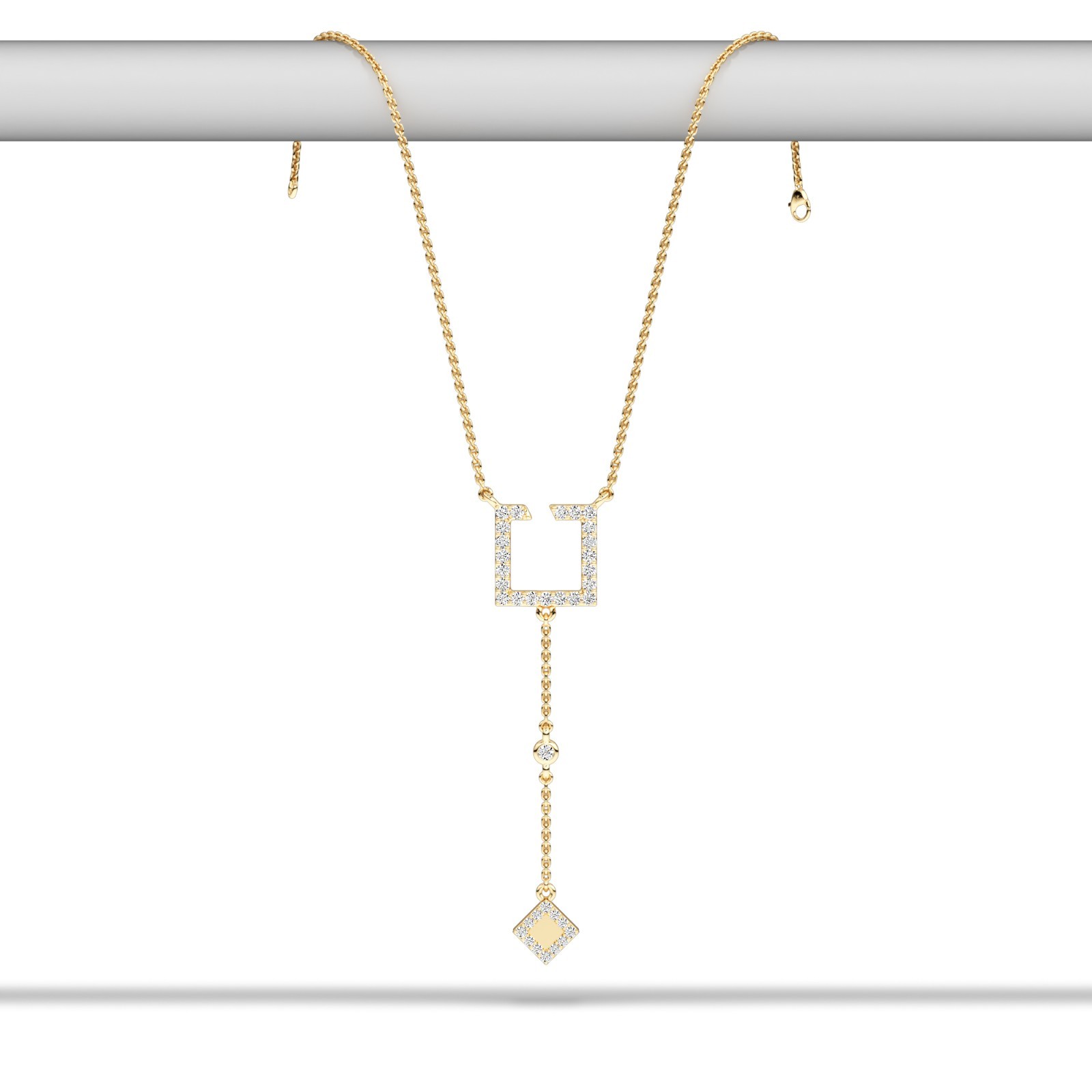 Diamond Pendant with Chain in 10K 14K 18K Gold Platinum & Silver Elegant Jewelry