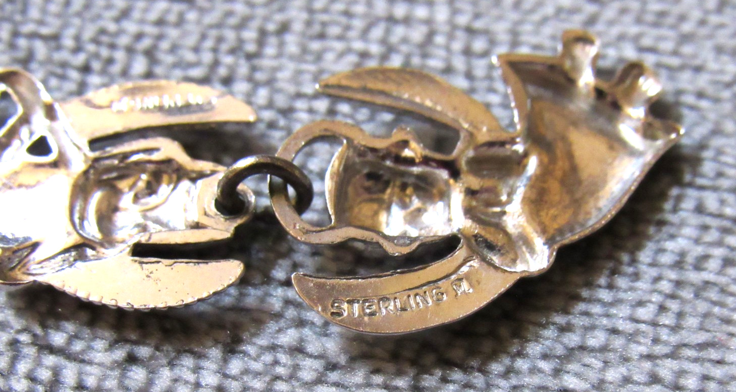 2 Rhodium Plated Sterling Silver Pendants – Angel & Devil – Marked Sterling