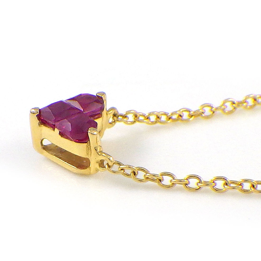STAR JEWELRY Necklace MYSTERIOUS HEART S Size 2ZN2065 3P Square Cut Ruby 750YG