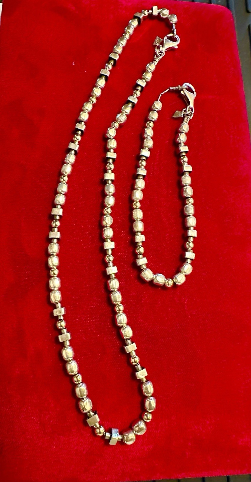 Silpada Gold Filled & Sterling Silver Geometric Bead Necklace & Bracelet N1220