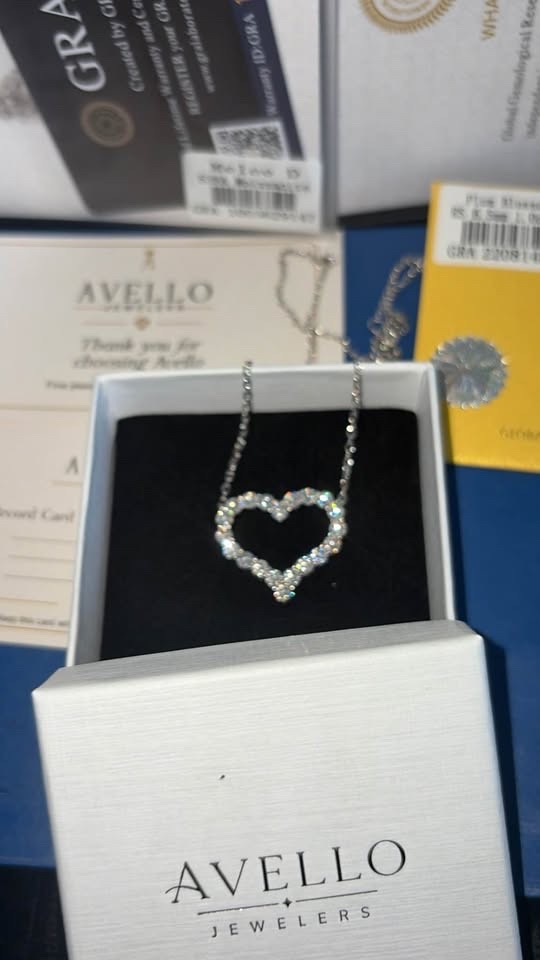 GRA-Certified 2 Carat Moissanite Heart Cable Chain Necklace 925 Sterling Silver
