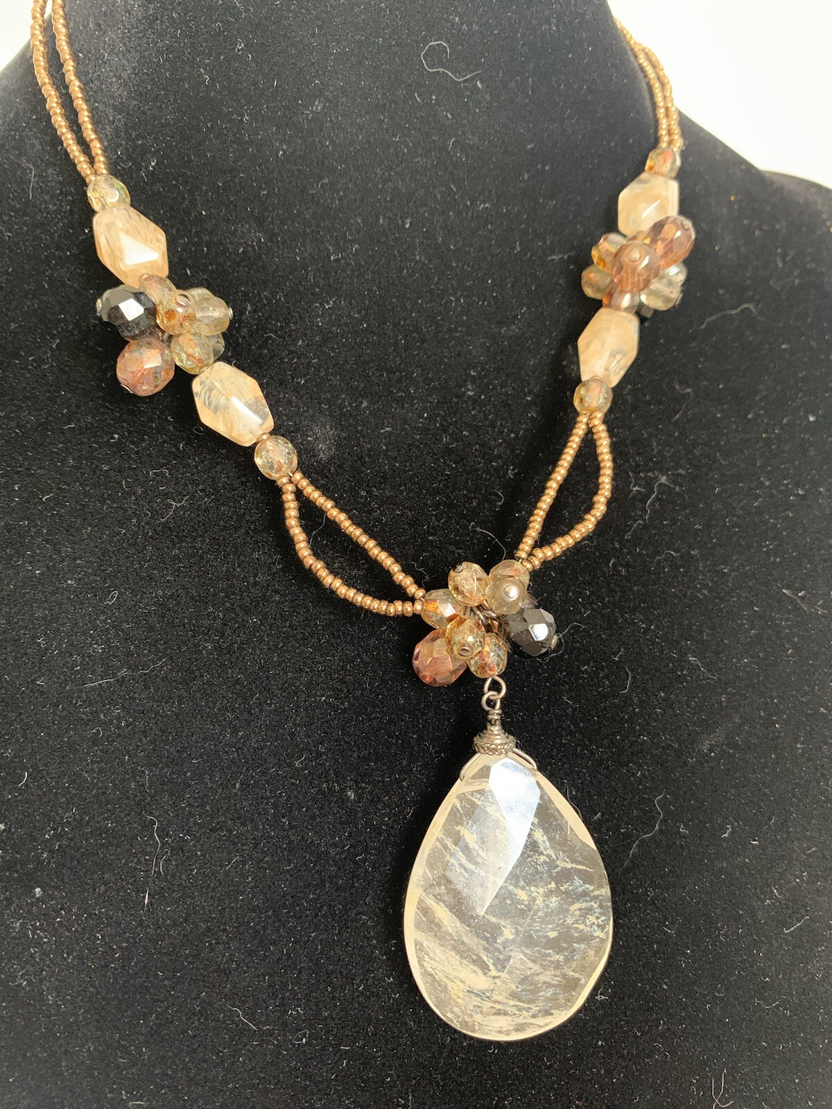 Branded Essence Necklace Glass Citrine Beads 16 Inches (39)