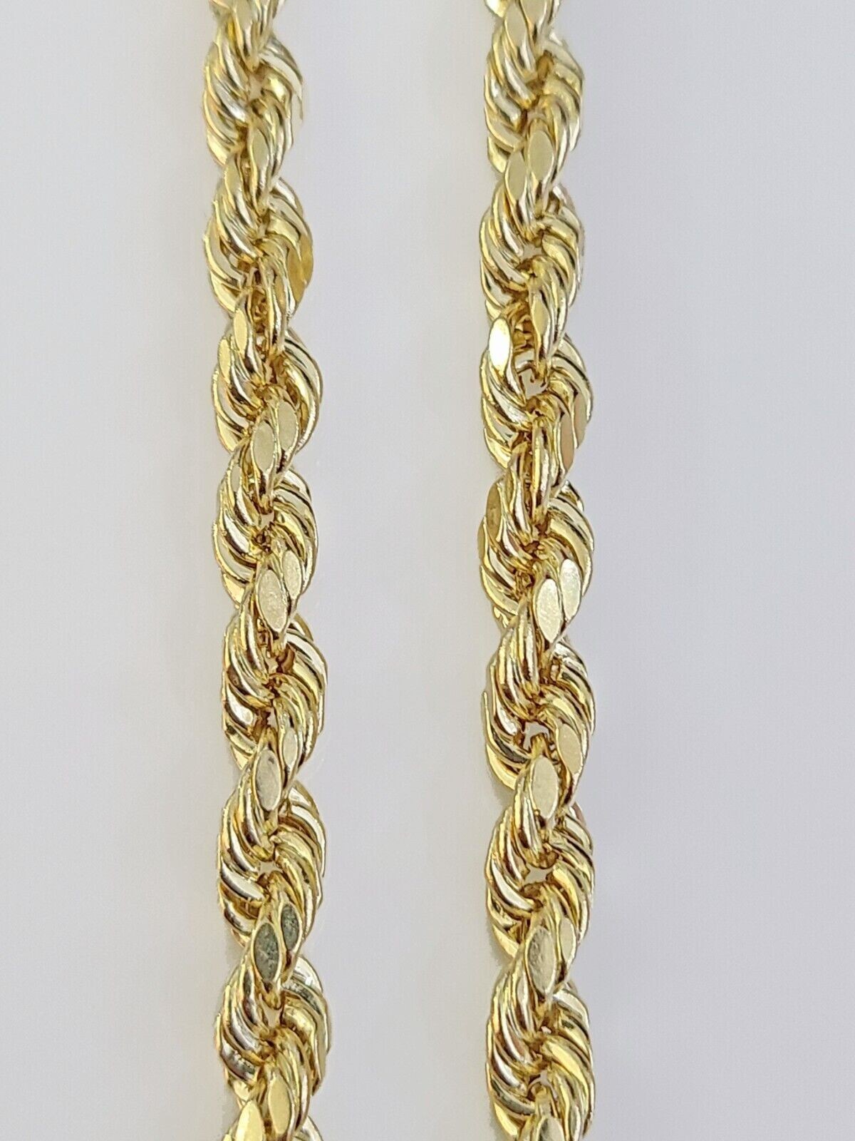 14K Yellow Gold 4mm Rope Chain 22 inch Diamond cut necklace Free Shipping