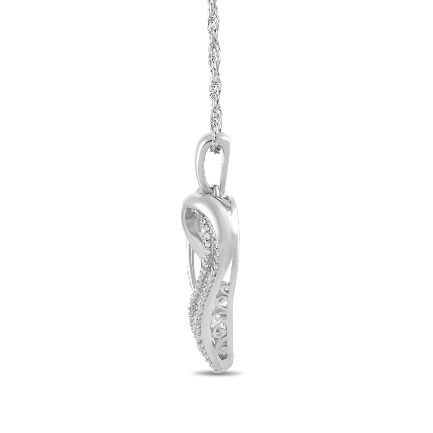 Sterling Silver Diamond Heart Pendant Necklace – Elegant Jewelry Gift for Women