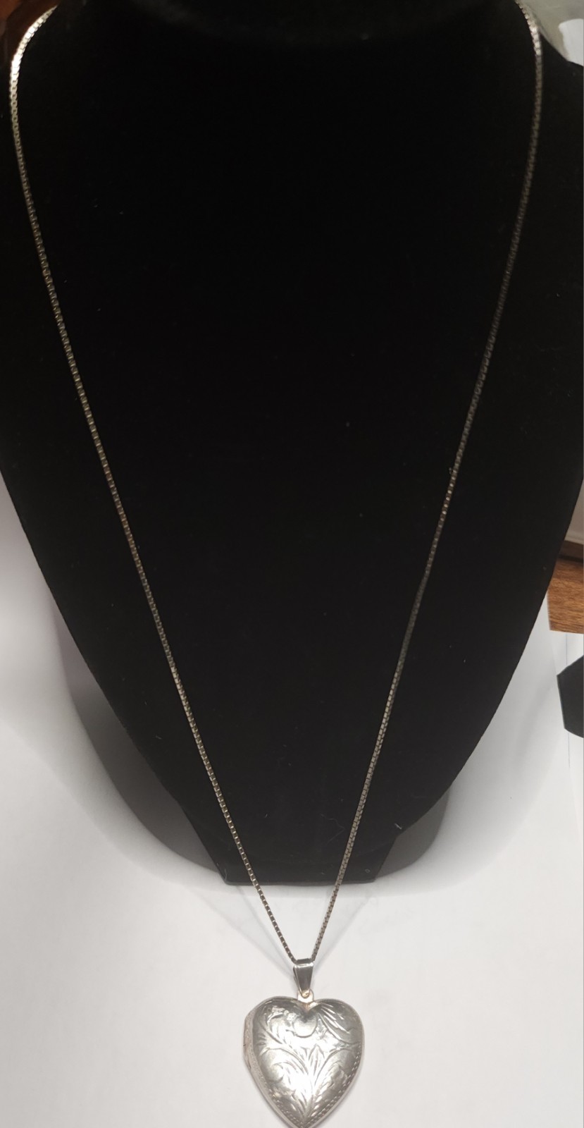 Vtg 925 THAI Sterling Silver Puffy Heart Locket Necklace 23.5” Box Chain 15.2g