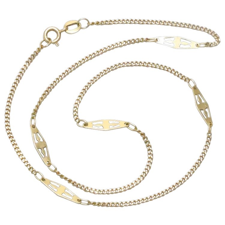 Vintage 18KT Yellow Gold Curb Chain Necklace