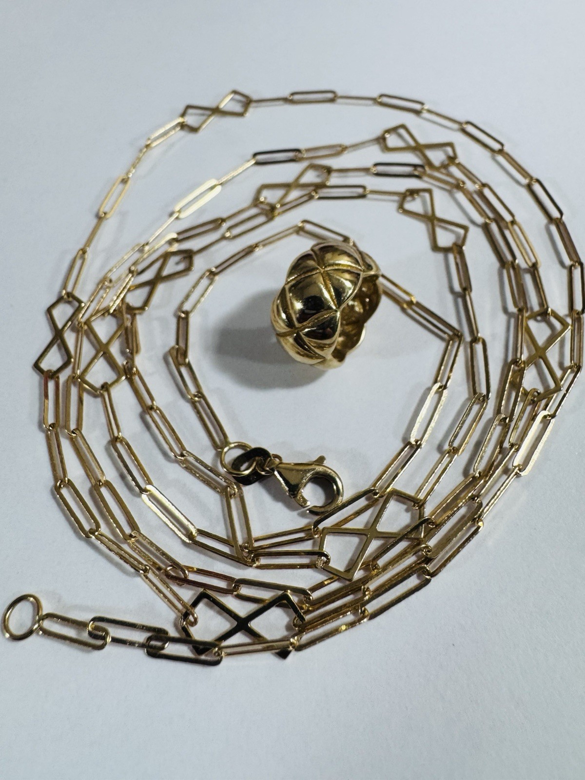 18K Fine Gold Quilted Set Necklace 31” Long adjustable 3/5mm WOMENS 6.6G